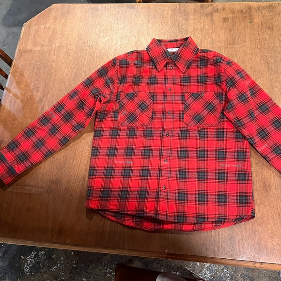 Off White Flannel (Black & Red). Logo embroidered on back. - Picture 2 of 11